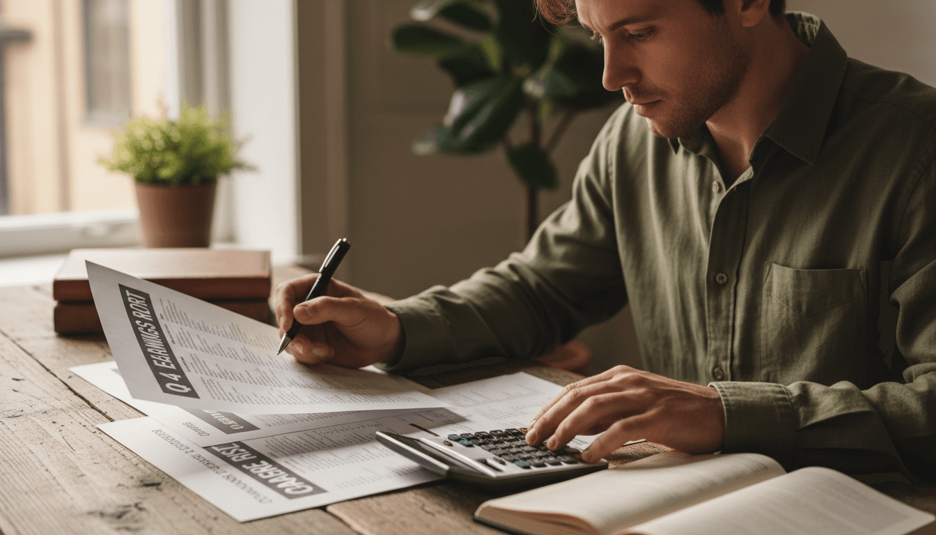 Business owner reviewing financial documents at desk