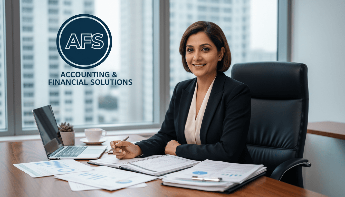 Accountant reviewing financial documents at desk