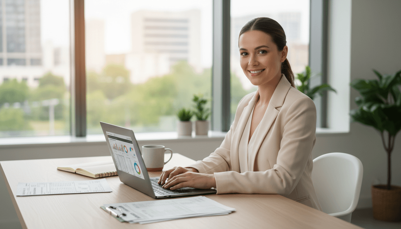 Accountant working on financial analysis