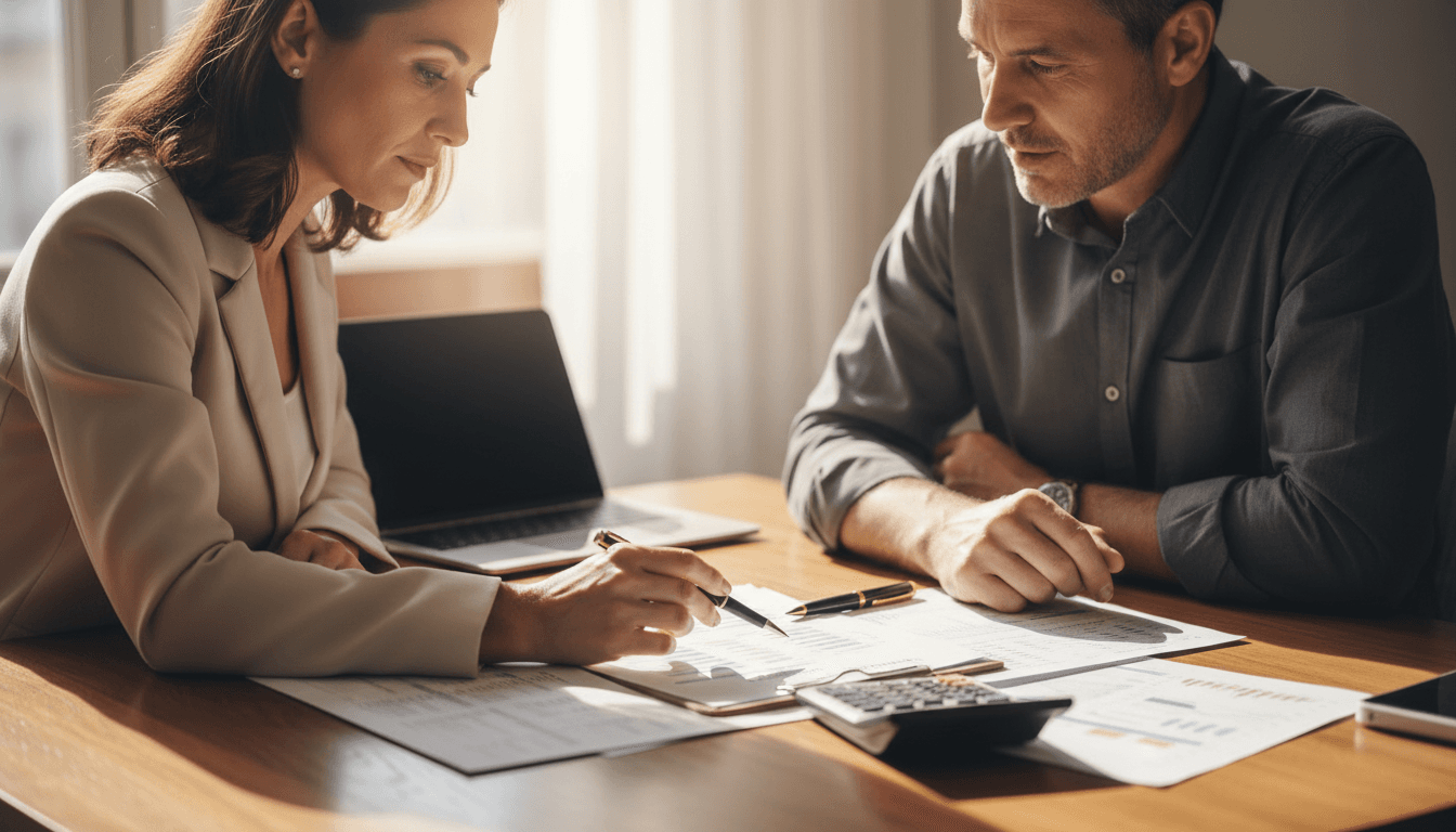 Business owner and accountant reviewing financial documents during consultation